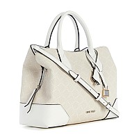 Nine West Brooklyn Jet Set Satchel Beige Logomilk