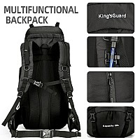 Kingsguard 60L Hiking Backpack Men Women Camping Backpack Waterproof Backpacking Mountaineering Climbing Daypack With Rain Cove