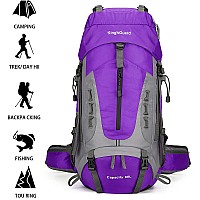 Kingsguard 60L Hiking Backpack Men Women Camping Backpack Waterproof Backpacking Mountaineering Climbing Daypack With Rain Cove