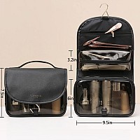 Sxosyo Toiletry Bag For Women Hanging Travel Cosmetic Bags Pu Leather Travelling Accessories Makeup Organizer Waterproof Bathroo