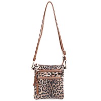 Isabelle Small Functional Multi Pocket Crossbody Bag Leopard Brown