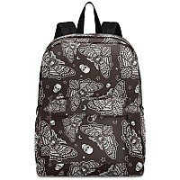 Mnsruu Student Backpack For School Moth Skull Moon Esoteric Laptop Backpack Aesthetic School Bookbags Casual Daypack Backpack Fi