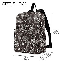 Mnsruu Student Backpack For School Moth Skull Moon Esoteric Laptop Backpack Aesthetic School Bookbags Casual Daypack Backpack Fi