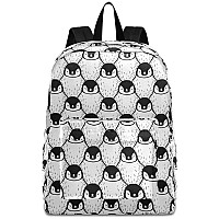 Mnsruu Student Backpack For School Cute Penguin Print Laptop Backpack Aesthetic School Bookbags Casual Daypack Backpack Fits 15