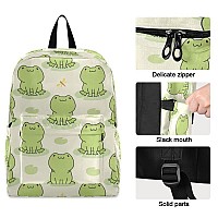 Mnsruu Student Backpack For School Cute Frog And Dragonfly Laptop Backpack Aesthetic School Bookbags Casual Daypack Backpack Fit