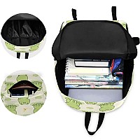 Mnsruu Student Backpack For School Cute Frog And Dragonfly Laptop Backpack Aesthetic School Bookbags Casual Daypack Backpack Fit