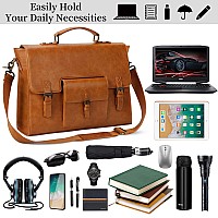 Leather Messenger Bag For Men 156 Inch Waterproof Vintage Leather Laptop Briefcase Large Satchel Shoulder Bag Office Travel Col