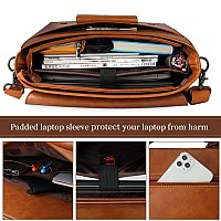 Leather Messenger Bag For Men 156 Inch Waterproof Vintage Leather Laptop Briefcase Large Satchel Shoulder Bag Office Travel Col