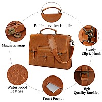 Leather Messenger Bag For Men 156 Inch Waterproof Vintage Leather Laptop Briefcase Large Satchel Shoulder Bag Office Travel Col