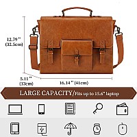 Leather Messenger Bag For Men 156 Inch Waterproof Vintage Leather Laptop Briefcase Large Satchel Shoulder Bag Office Travel Col