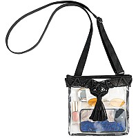 Mkono Clear Bag Stadium Approved Boho Clear Crossbody Purse Bag With Removable Macrame Tassel Pvc Tranparent Messenger Shoulder