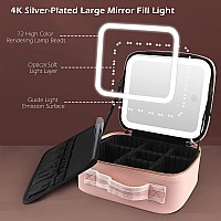 Momira Makeup Train Case With Light Mirror Large Cosmetic Organizer With Doublesided 1X10X Magnifying Foldable Makeup Mirror