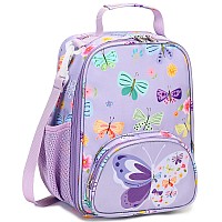 Btoop Lunch Box Kids Girls Insulated Lunch Bag Cute Butterfly Reusable Thermal Meal Cooler Tote Bags With Removable Shoulder Str