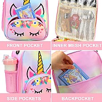 Btoop Lunch Box Kids Girls Insulated Lunch Bag Cute Butterfly Reusable Thermal Meal Cooler Tote Bags With Removable Shoulder Str