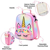 Btoop Lunch Box Kids Girls Insulated Lunch Bag Cute Butterfly Reusable Thermal Meal Cooler Tote Bags With Removable Shoulder Str