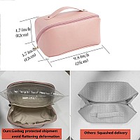 MINGRI Large Capacity Travel Cosmetic Bag for Women,Makeup Bag Travelling PU Leather Cosmetic Bag Waterproof,Multifunctional Storage Travel Toiletry Bag Skincare Bag (Soft pink)