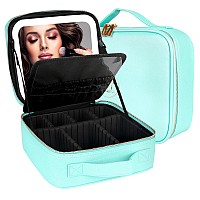 Momira Large Makeup Train Case With Lighted And Mirror Partitionable Cosmetic Bag Travel Makeup Case Professional Cosmetic Artis