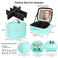 Momira Large Makeup Train Case With Lighted And Mirror Partitionable Cosmetic Bag Travel Makeup Case Professional Cosmetic Artis