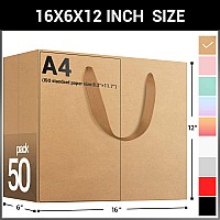 Eusoar Extra Large Gift Wrap Bags 50 Pack 16X6X12 Inches Kraft Paper Bags With Handles Heavy Duty Bags In Bulk For Wedding Gr