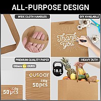 Eusoar Extra Large Gift Wrap Bags 50 Pack 16X6X12 Inches Kraft Paper Bags With Handles Heavy Duty Bags In Bulk For Wedding Gr