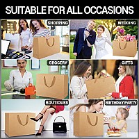 Eusoar Extra Large Gift Wrap Bags 50 Pack 16X6X12 Inches Kraft Paper Bags With Handles Heavy Duty Bags In Bulk For Wedding Gr