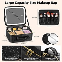 Rrtide Travel Makeup Bag With Mirror Of Led Lighted Makeup Train Case With Adjustable Dividers Makeup Case With Mirror And Det