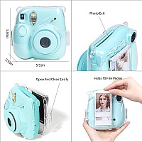 Caiyoule Fujifilm Instax Mini 7 Plus Camera Case Protective Clear Case With Back Photo Storage Pocket Selfie Mirror Stickers