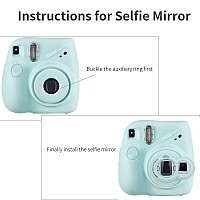 Caiyoule Fujifilm Instax Mini 7 Plus Camera Case Protective Clear Case With Back Photo Storage Pocket Selfie Mirror Stickers