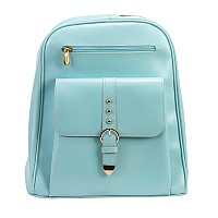 M Series Madison Leather Business Laptop Tablet Backpack Aqua Blue