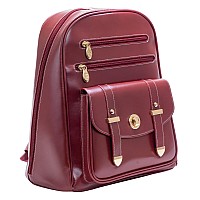 M Series Robbins Leather Business Laptop Tablet Backpack Red