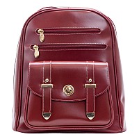 M Series Robbins Leather Business Laptop Tablet Backpack Red