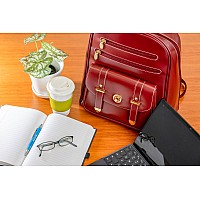 M Series Robbins Leather Business Laptop Tablet Backpack Red