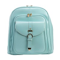 M Series Olympia Leather Business Laptop Tablet Backpack Aqua Blue