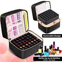 Nail Polish Organizer Case Holds 42 Bottles 15Ml05 Floz Doublelayer Nail Polish Storage With Adjustable Dividers Portabl