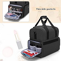 Bafaso 2 Layers Large Travel Makeup Bag With 3 Inner Removable Pouches Hair Bag Cosmetic Bag Tattoo Carrying Case With Detachab