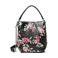 Nine West Skyes Bucket Crossbody Black Blooms Floral One Size