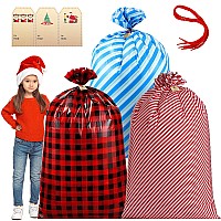 3 Pieces 56 Inch Extra Large Christmas Gift Bag Oversized Holiday Plastic Gift Bags Jumbo Gift Wrapping Bags Storage Bag For Xma