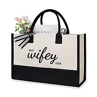 Topdesign Canvas Tote Wifey Bag Gifts For Wife From Husband Groom Bride Gifts For Wedding Bridal Shower Honeymoon Valentine