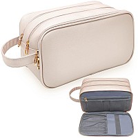 Travelessentials Toiletry Bag For Womenwater Resistant Makeupbagfortravelaccessorieseco Leather Cosmetic Bag For Full Siz