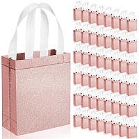 48 Pack Reusable Bags For Gifts Metallic Tote With Handles Glitter Gift Bags Bling Non Woven Bags For Weddings Birthday Party Fa