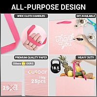 Eusoar Extra Large Pink Gifts Wrap Bags 25 Pack 16X6X12 Inches Shopping Bags With Handles Bulk Retail Wrapping Bags For Weddin