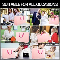 Eusoar Extra Large Pink Gifts Wrap Bags 25 Pack 16X6X12 Inches Shopping Bags With Handles Bulk Retail Wrapping Bags For Weddin