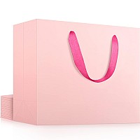 Eusoar Extra Large Pink Gifts Wrap Bags 12 Pack 16X6X12 Inches Shopping Bags With Handles Bulk Retail Wrapping Bags For Weddin