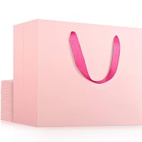 Eusoar Extra Large Pink Gifts Wrap Bags 20 Pack 16X6X12 Inches Shopping Bags With Handles Bulk Retail Wrapping Bags For Weddin