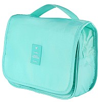 Pengxiaomei Toiletry Bag, Waterproof Hanging Cosmetic Bag Portable Travel Makeup Pouch Multi-Function Handle Travel Toiletry Bag Organizer With Hook For Women Girls (Light Blue)