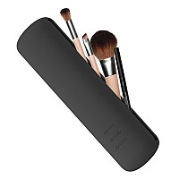 FVION Silicone Brush Holder Travel Case, Make Up Brush Pouch with Magnetic Closure, Makeup Brush Covers - Khaki