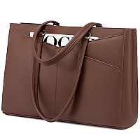 Lovevook Laptop Bag For Women 156 Inch Tote Bags Waterproof Leather Briefcase Computer Women Business Office Work Bagdark Brow