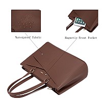 Lovevook Laptop Bag For Women 156 Inch Tote Bags Waterproof Leather Briefcase Computer Women Business Office Work Bagdark Brow