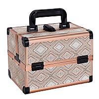 Joligrace Bohemian Makeup Train Case Portable Travel Cosmetic Box With Mirror 2 Trays Makeup Organizer Case For Cosmetics Suppli