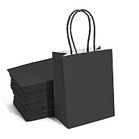 Djinnglory 60 Pack Tiny Mini Small Black Paper Gift Bags With Handles Bulk 63 X 47 X 275 Inch For Halloween Holiday Goodies B